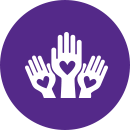 icon showing hands with hearts